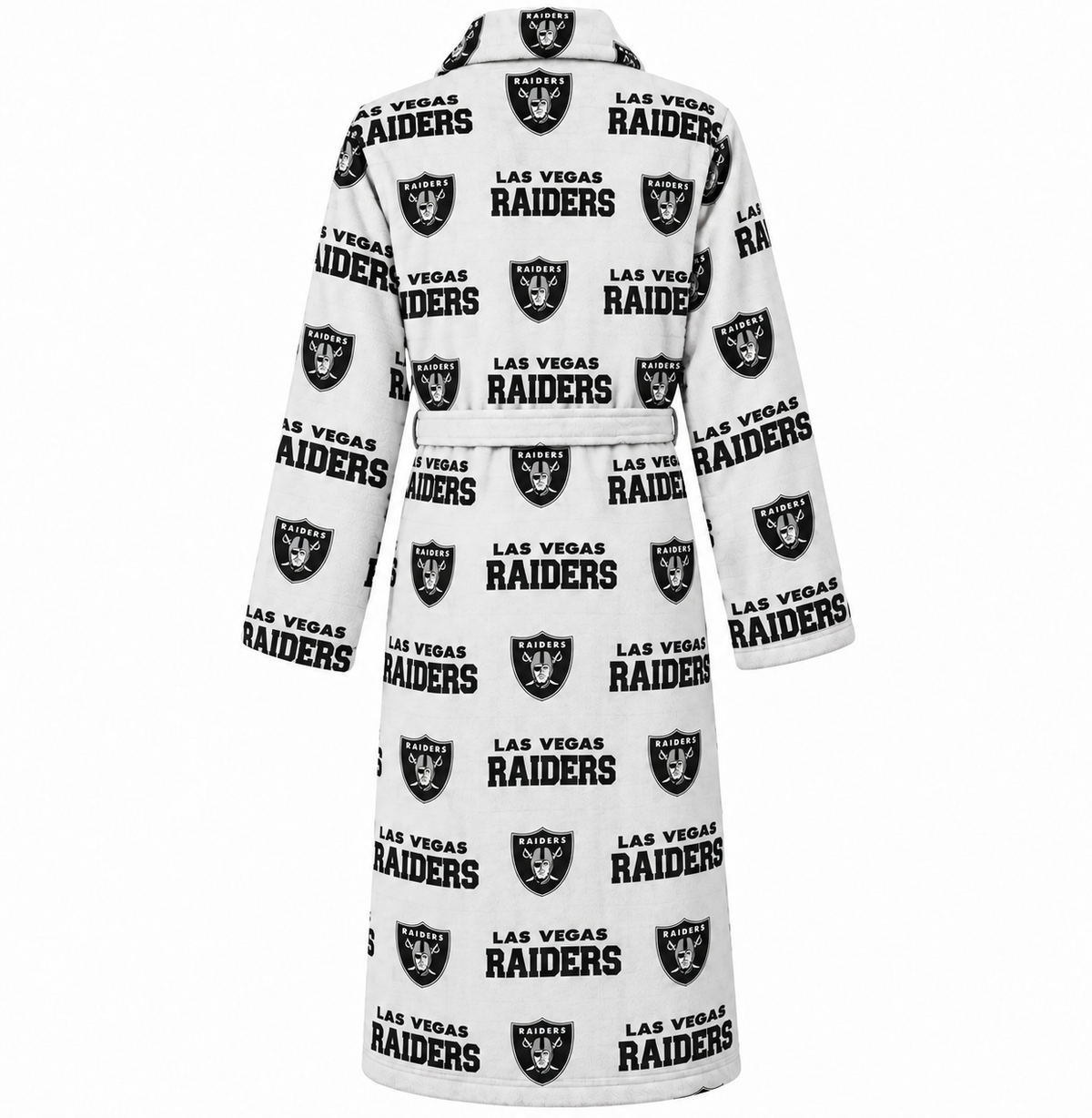 Las Vegas Raiders Plush Bathrobe White & Black – One Size