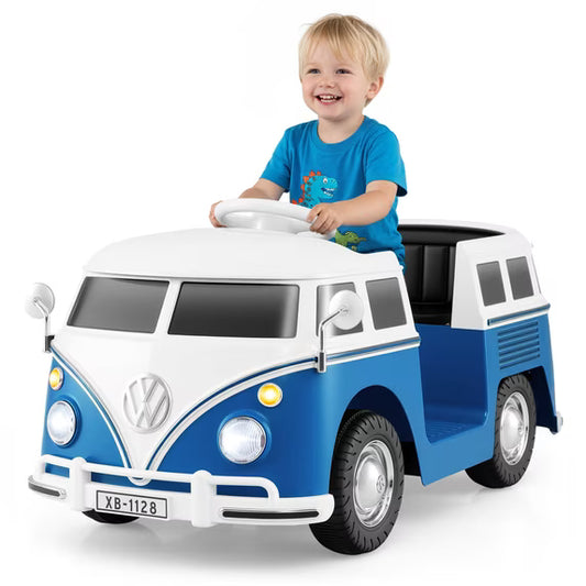 Licensed Volkswagen 12V Kids Ride on Car by OLAKIDS with Cup Holder, LED Headlight, Music & Horn, Kids Electric Vehicles for 3-6 Years Old