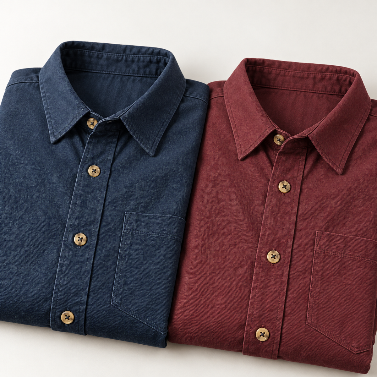 Seventh Avenue 2-Pack Cotton Button-Down Shirts – Blue & Maroon – Medium