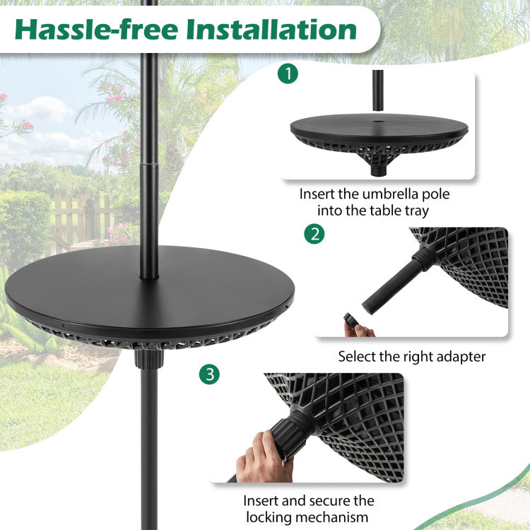 Patio Umbrella Table Tray Adjustable with Umbrella Poles