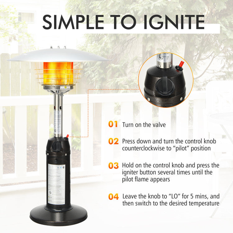 11000 BTU Portable Tabletop Propane Patio Standing Heater