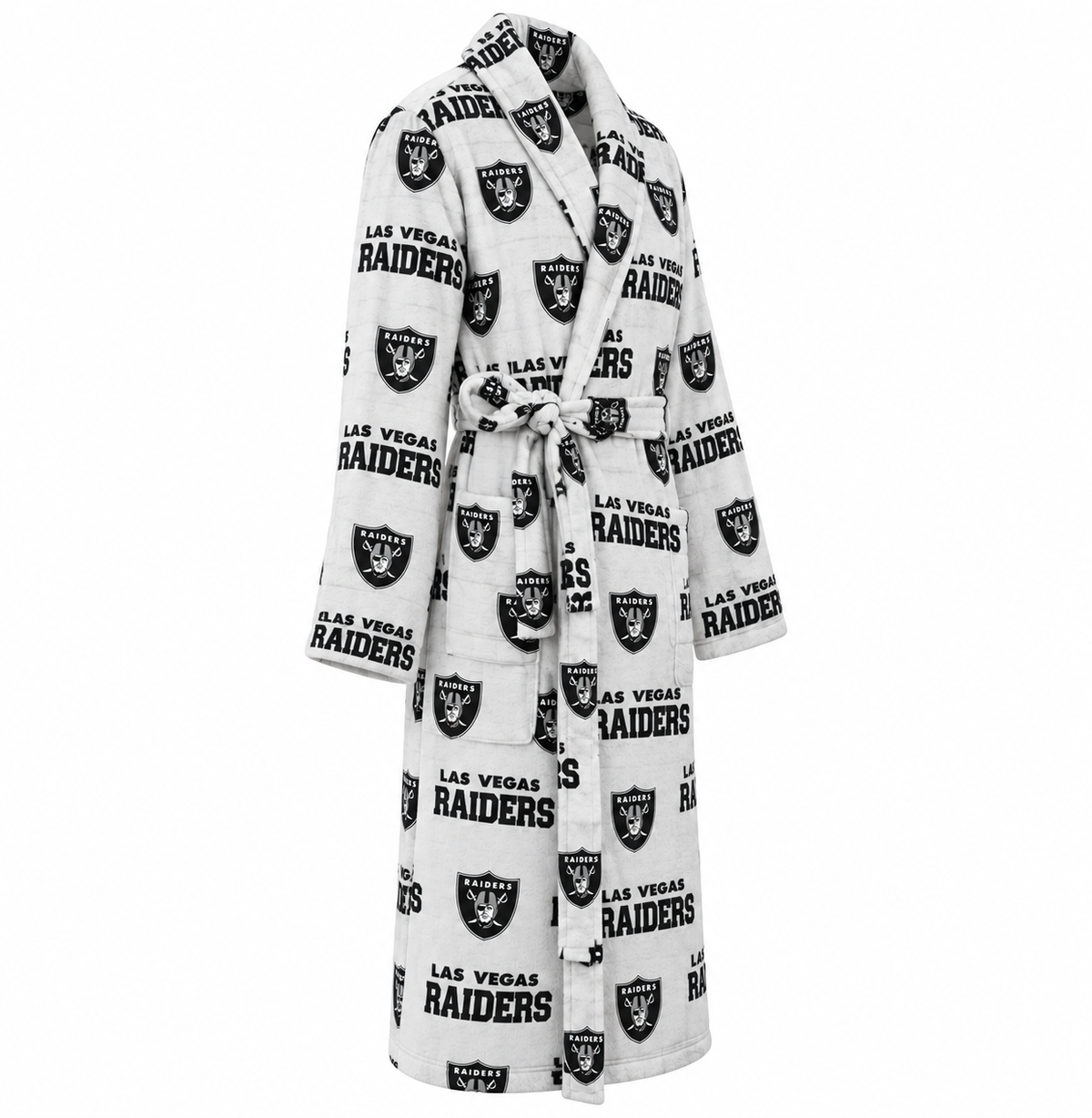 Las Vegas Raiders Plush Bathrobe White & Black – One Size