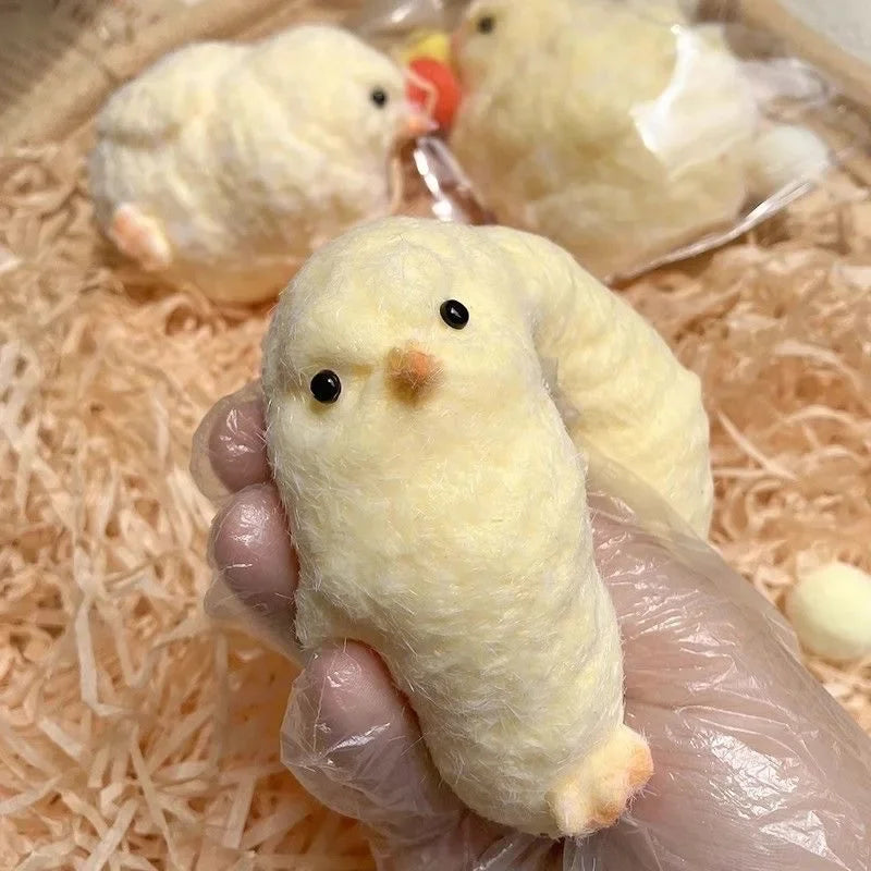 Hen Chicken Squeeze Prank Toy, Slow-Rise Soft-Plume Feel, Non-Slip Tear-Proof Lightweight Compact Odor-Free Quick-Clean Pliable Calming Tactile Fidget Play