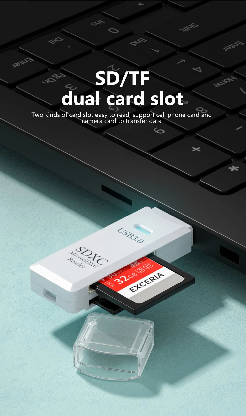 2 in 1 USB 3.0 Card Reader Micro TF sd card Reader usb adapter High Speed Cardreader TF Memory card For PC Laptop Accessories