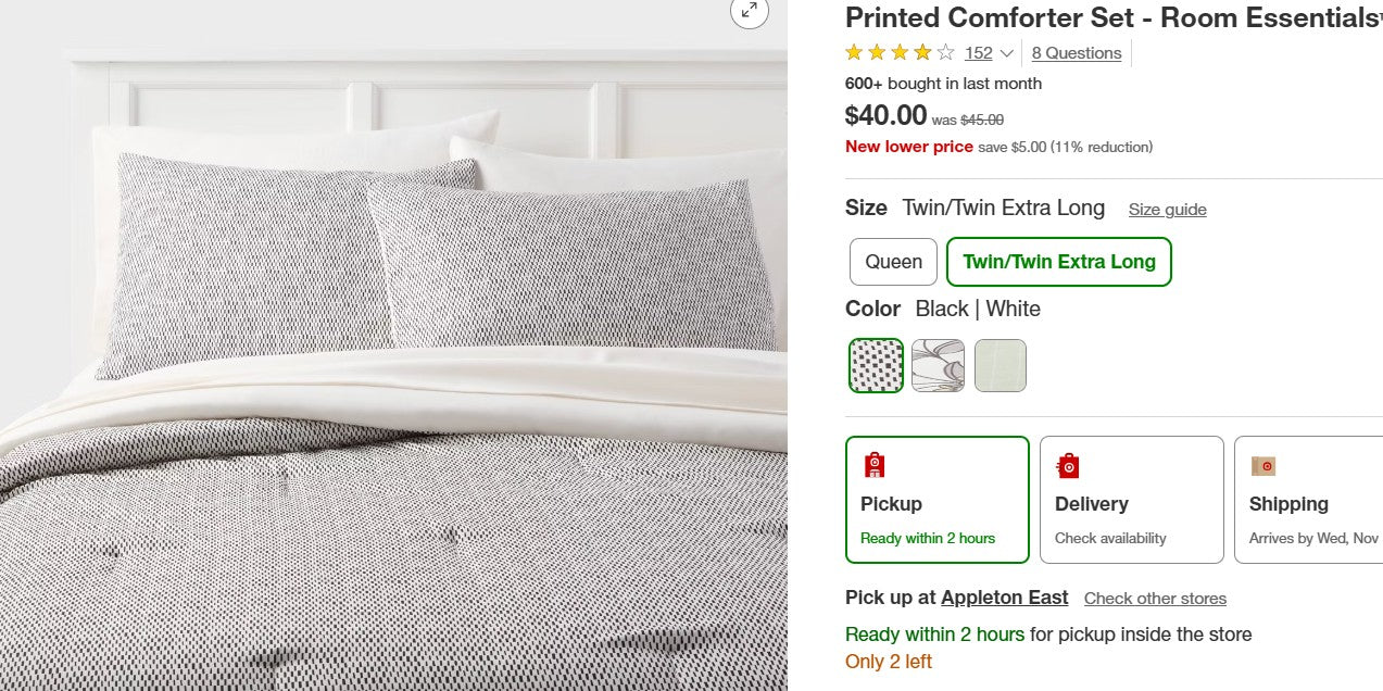 Twin/Twin XL - Printed Comforter Set - Room Essentials Room Essentials