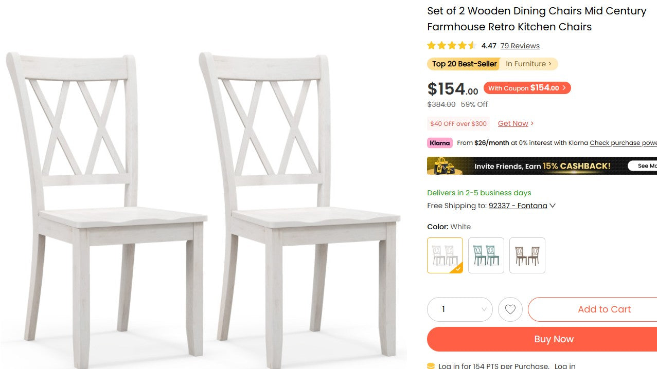 Set of 2 Wooden Dining Chairs Mid Century Farmhouse Retro Kitchen Chairs Costway