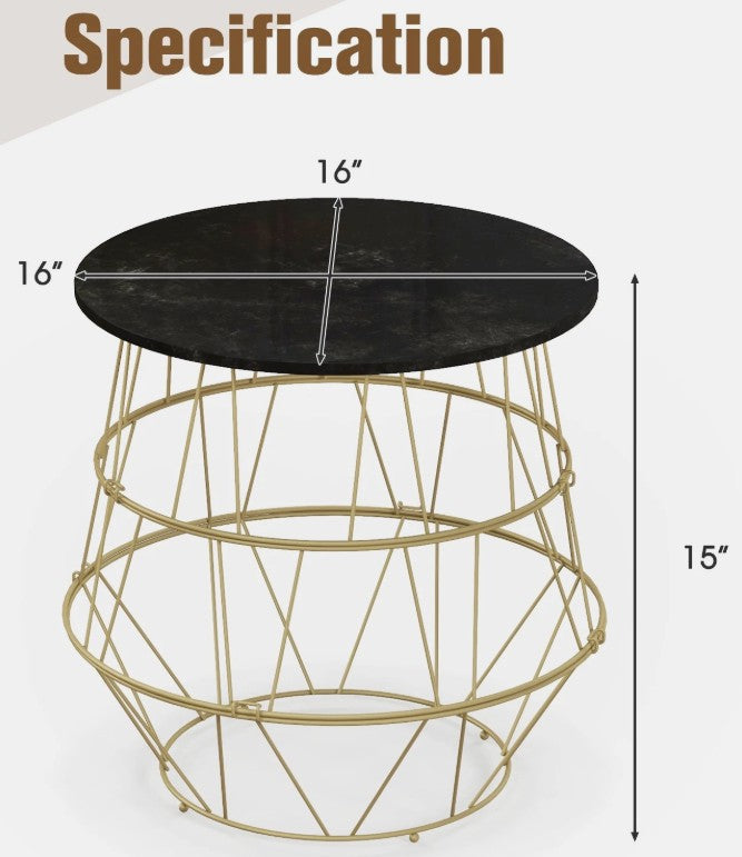 Costway Round Side End Coffee Sofa Table Nightstand with Storage Space Removeable Top Costway