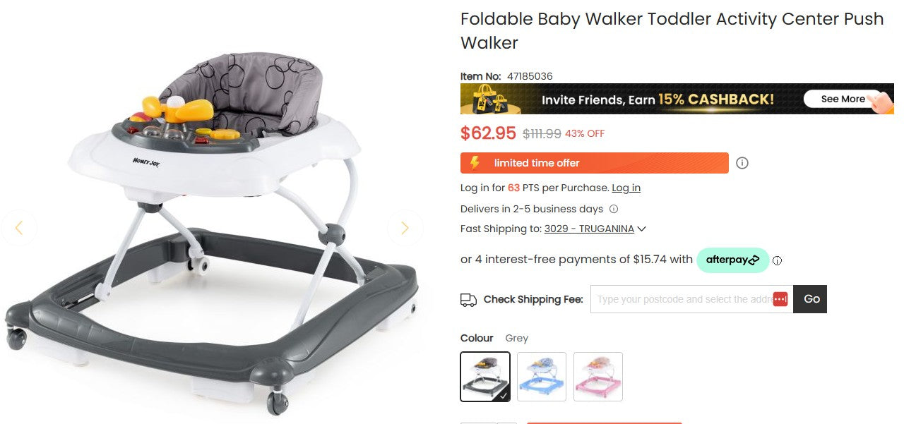 Foldable Baby Walker Toddler Activity Center Push Walker Costway