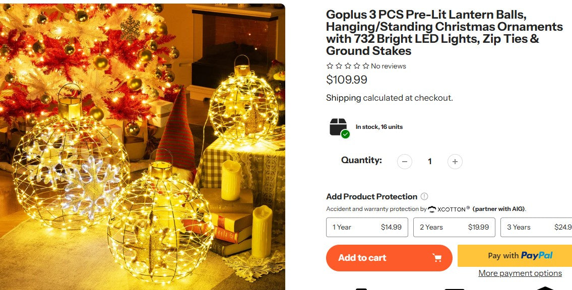 Goplus Pre-Lit Lantern Balls Set - Premium Holiday Decor