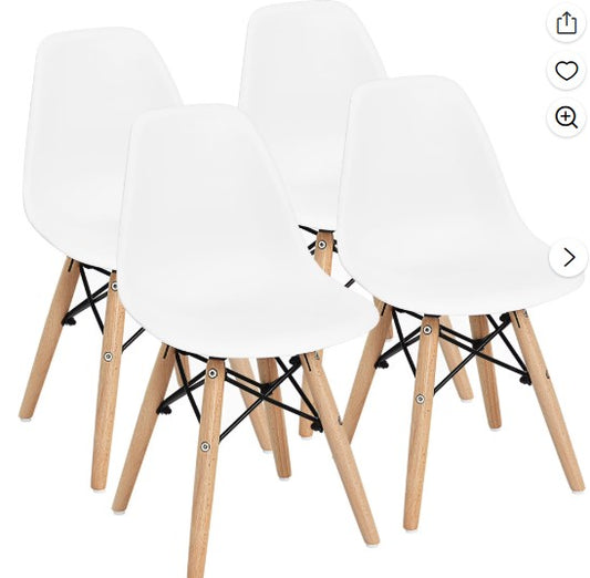 Costway Kids Chair Set - Mid-Century, Premium Wood Legs, 4 PCS