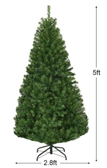 5Ft Pre-Lit Artificial Christmas Tree Hinged 150 LED Lights
