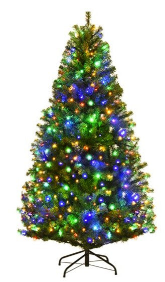 5Ft Pre-Lit Artificial Christmas Tree Hinged 150 LED Lights