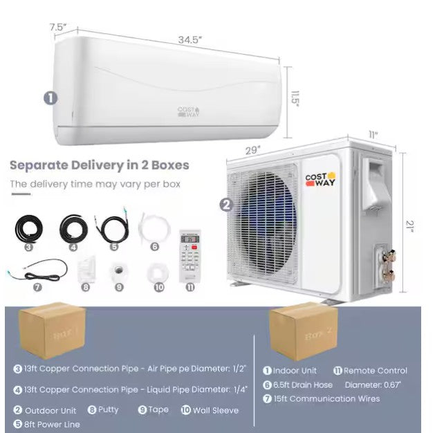 20 SEER2 12,000 BTU 1 Ton Ductless Mini Split Air Conditioner with Heat Pump 115V