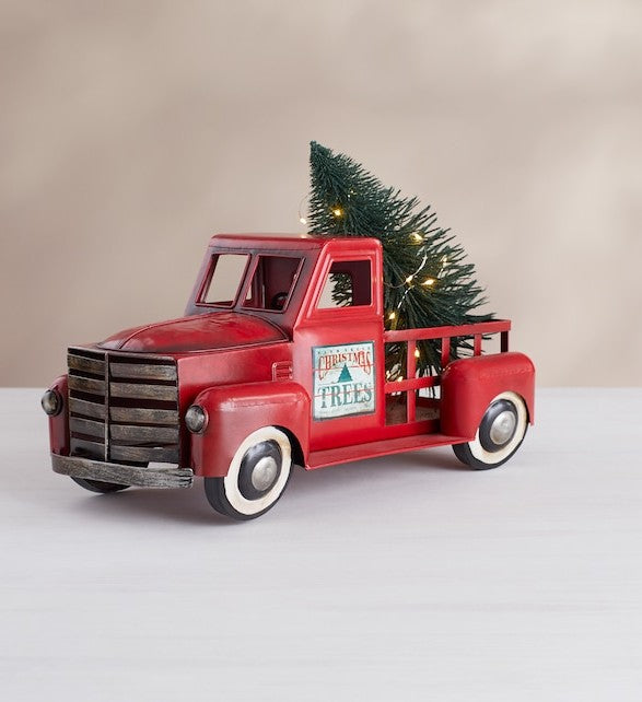 Red Christmas Truck With Light Up Tree