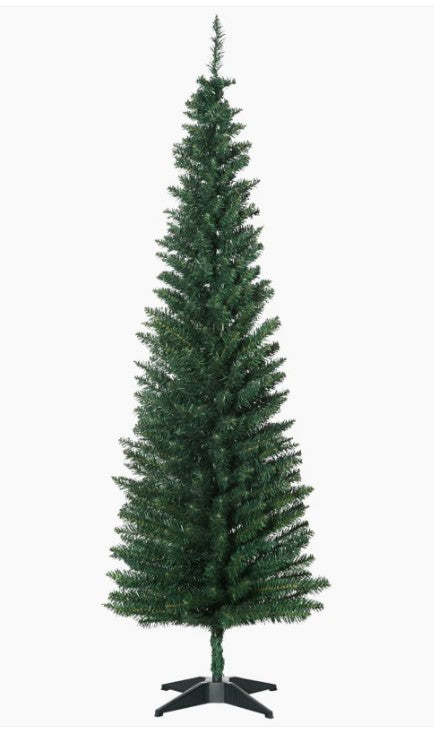 6' Artificial Pencil Christmas Tree, Slim Xmas Tree with 390 Realistic Branch Tip