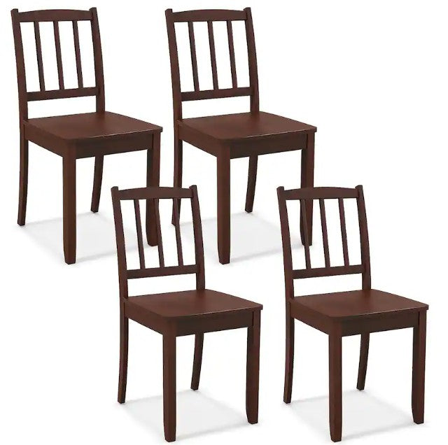 Wood Dining Chair Set of 4 w/ Rubber Wood Legs Curved Backrest