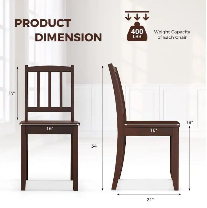 Wood Dining Chair Set of 4 w/ Rubber Wood Legs Curved Backrest