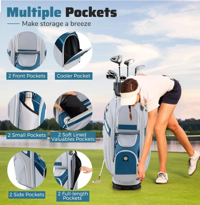 Golf Cart Bag with 14-Way Full Length Dividers