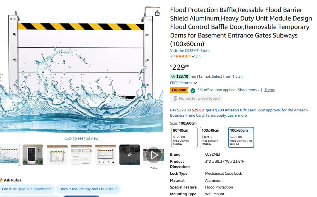 Flood Protection Baffle, Reusable Flood Barrier Shield Aluminum, Heavy Duty Unit Module Design QJSZMEI