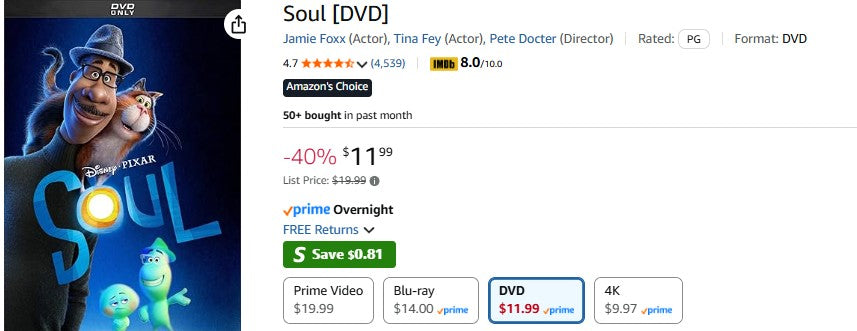 Soul [DVD] Disney