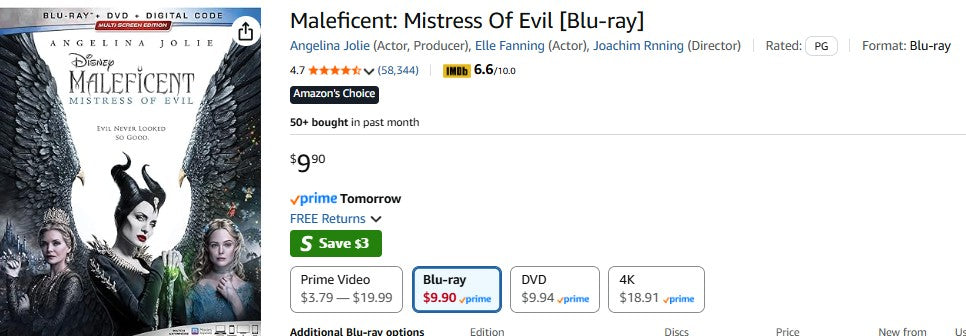 Maleficent: Mistress Of Evil [Blu-ray] Disney
