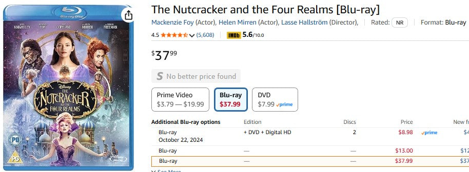 The Nutcracker and the Four Realms [Blu-ray] Disney