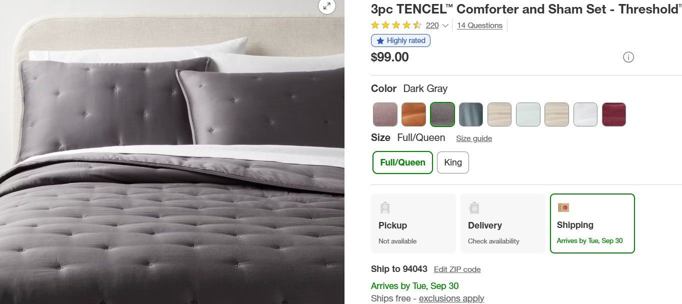 3pc Full/Queen Comforter and Sham Set Threshold