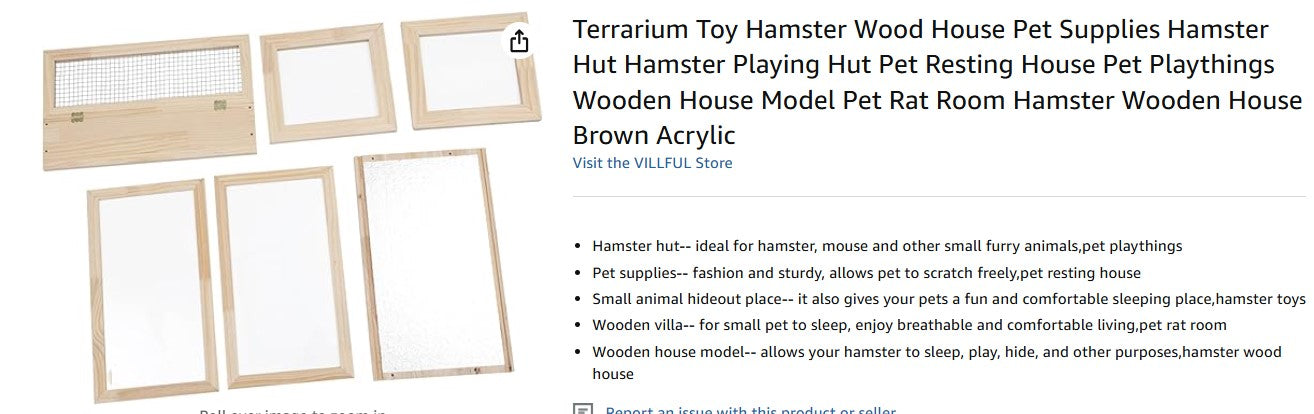 Terrarium Toy Hamster Wood House Pet Supplies Hamster Hut Villful