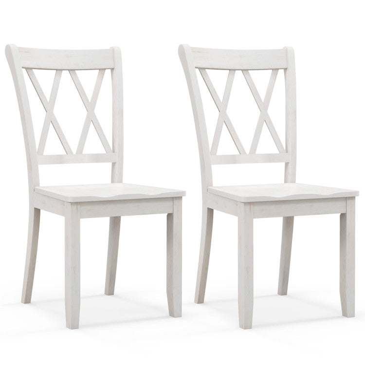 Set of 2 Wooden Dining Chairs Mid Century Farmhouse Retro Kitchen Chairs Costway