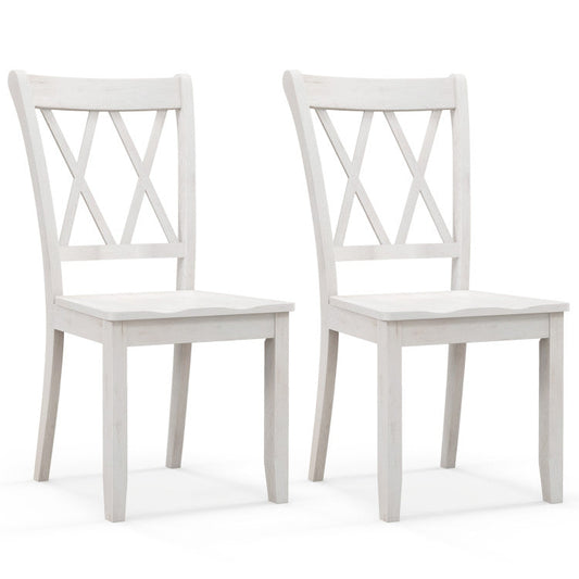 Set of 2 Wooden Dining Chairs Mid Century Farmhouse Retro Kitchen Chairs Costway