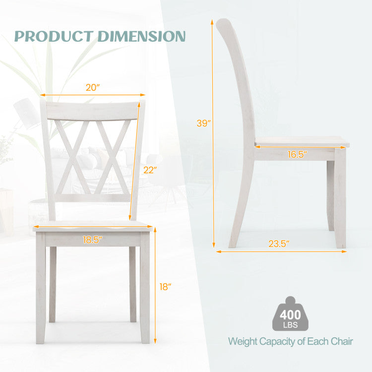 Set of 2 Wooden Dining Chairs Mid Century Farmhouse Retro Kitchen Chairs Costway