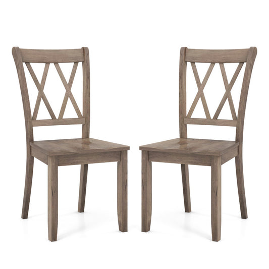 Set of 2 Wooden Dining Chairs Mid Century Farmhouse Retro Kitchen Chairs