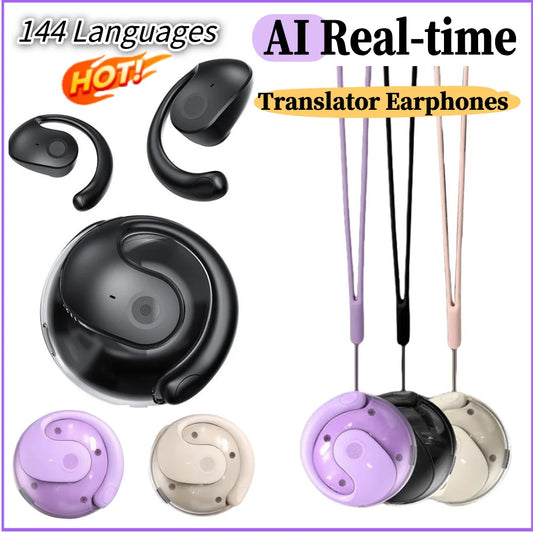 Wireless BT AI Translation Earbuds 144 Languages Smart Voice Translator Translator Device for Travel Business and Learning