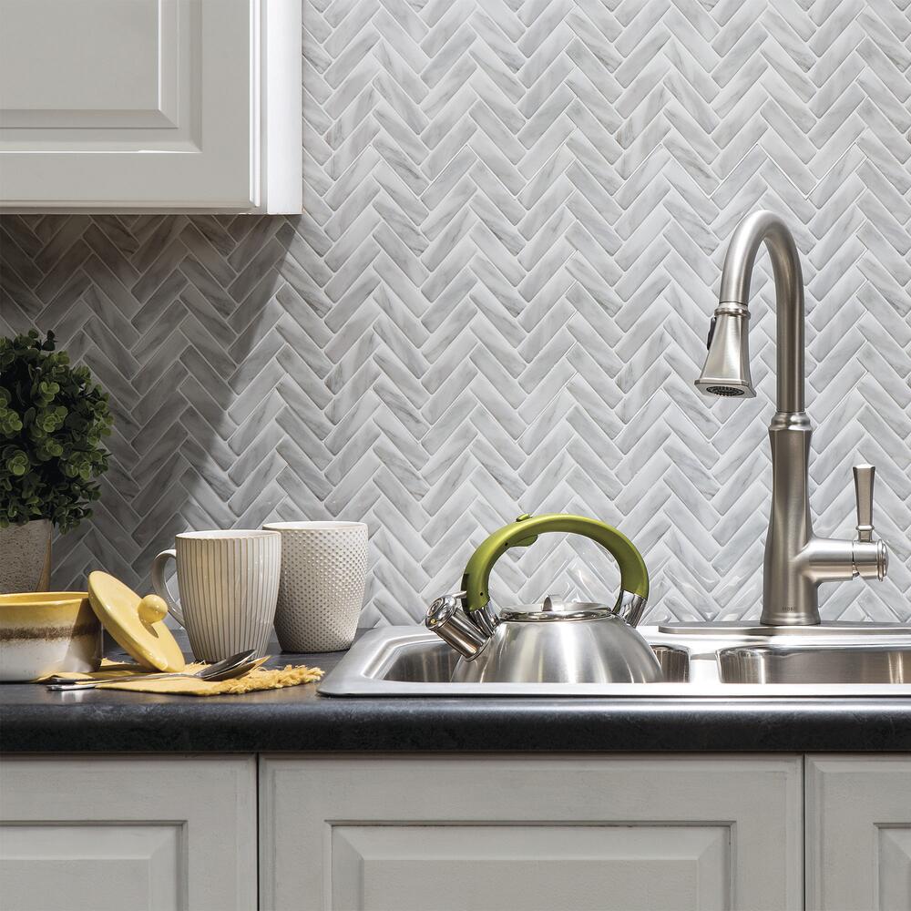 Gray Herringbone Peel & Stick Vinyl Backsplash Tiles - 3 Pack