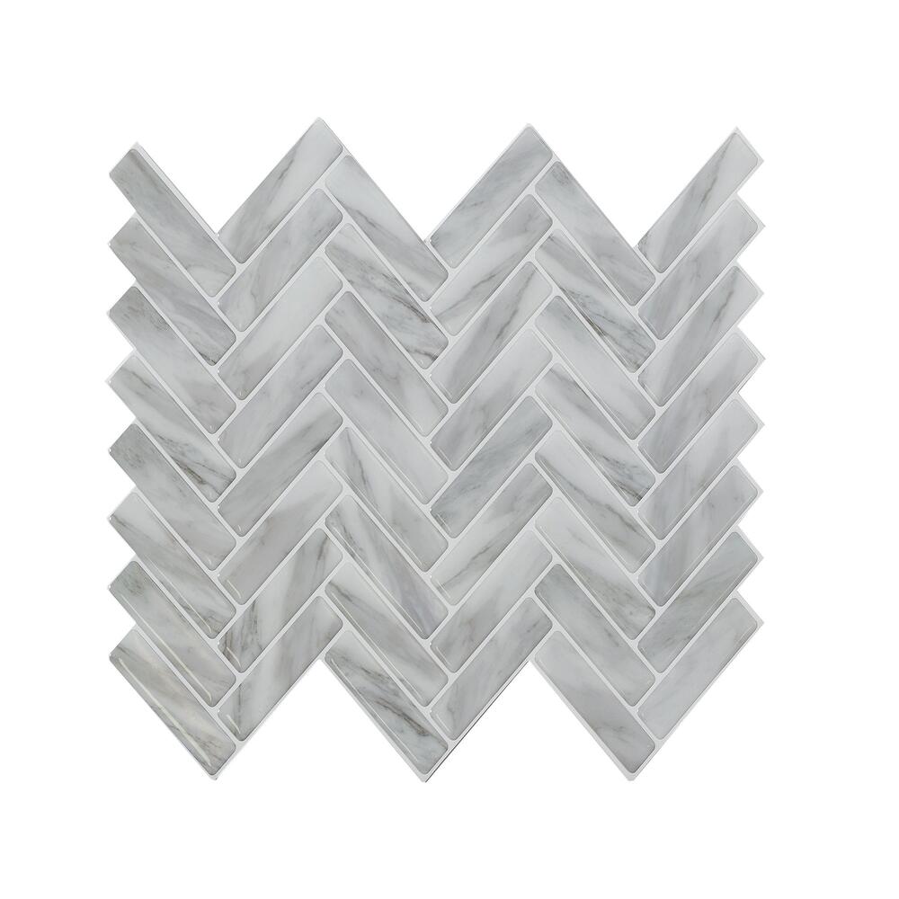 Gray Herringbone Peel & Stick Vinyl Backsplash Tiles - 3 Pack