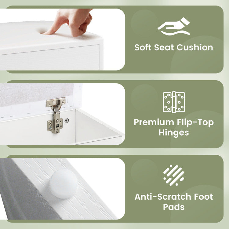Costway Vanity Stool - Flip Top Storage & Padded Seat