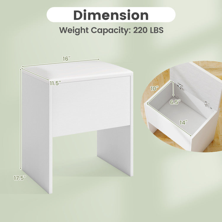 Costway Vanity Stool - Flip Top Storage & Padded Seat