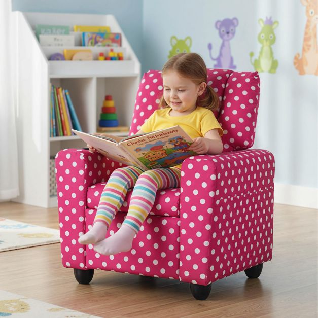 Velvet Fabric Push Back Toddler Sofa with Adjustable Backrest