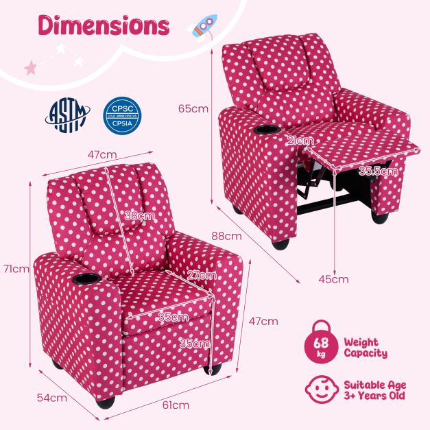 Velvet Fabric Push Back Toddler Sofa with Adjustable Backrest