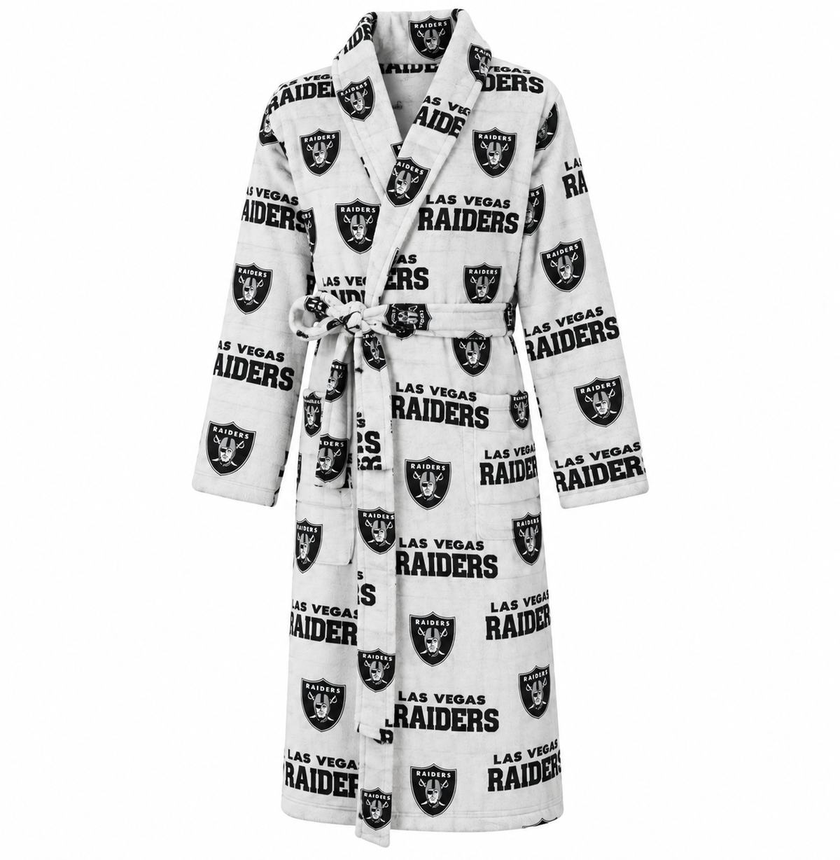 Las Vegas Raiders Plush Bathrobe White & Black – One Size