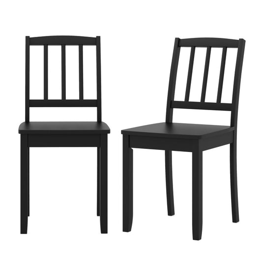 Wood Dining Chair Set of 2 with Rubber Wood Legs