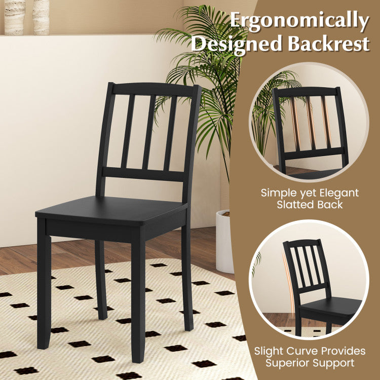 Wood Dining Chair Set of 2 with Rubber Wood Legs