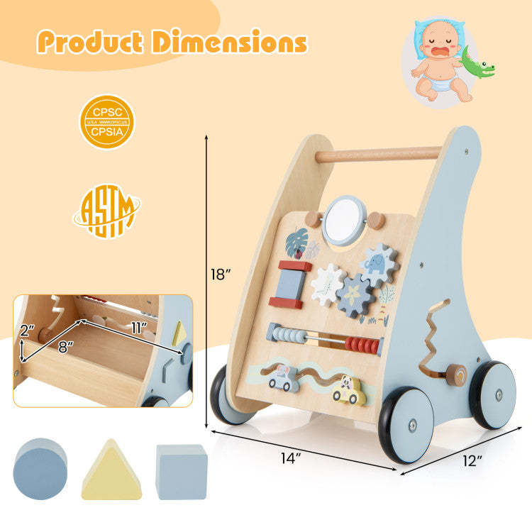 Wooden Baby Push and Pull with Multi-Activity Learning Center