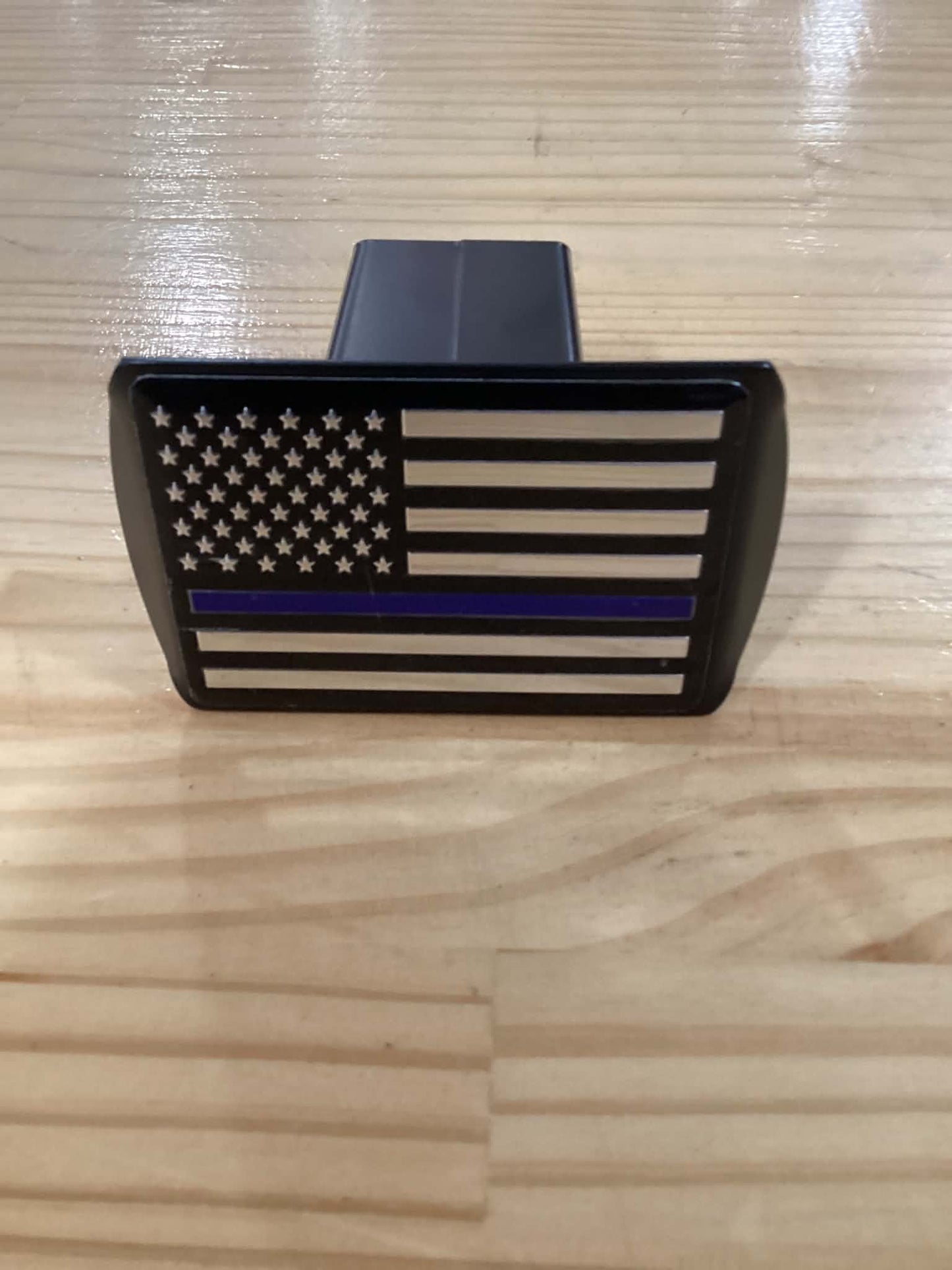 Thin Blue Line American Flag Trailer Hitch Cover