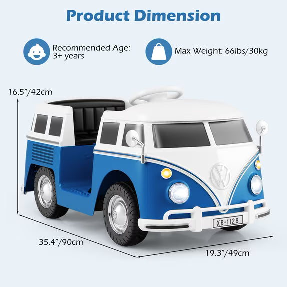 Licensed Volkswagen 12V Kids Ride on Car by OLAKIDS with Cup Holder, LED Headlight, Music & Horn, Kids Electric Vehicles for 3-6 Years Old