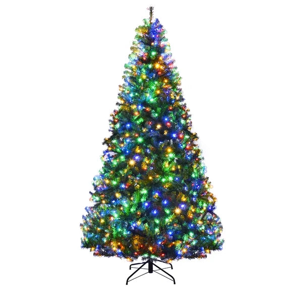8Ft Pre-Lit Artificial Christmas Tree Hinged 750 LED Lights