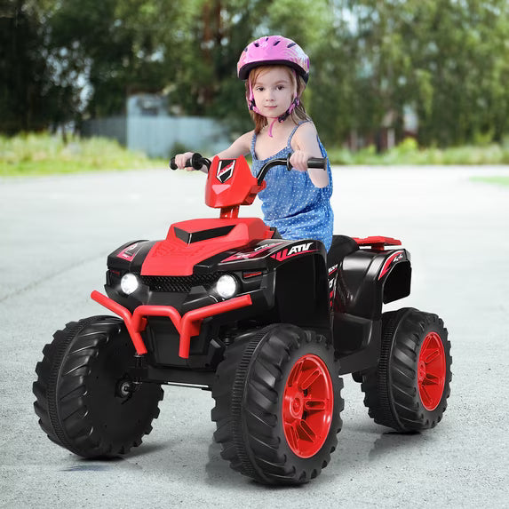 12V Kids 4-Wheeler ATV Quad Ride On Car w/ LED Lights Music USB Red