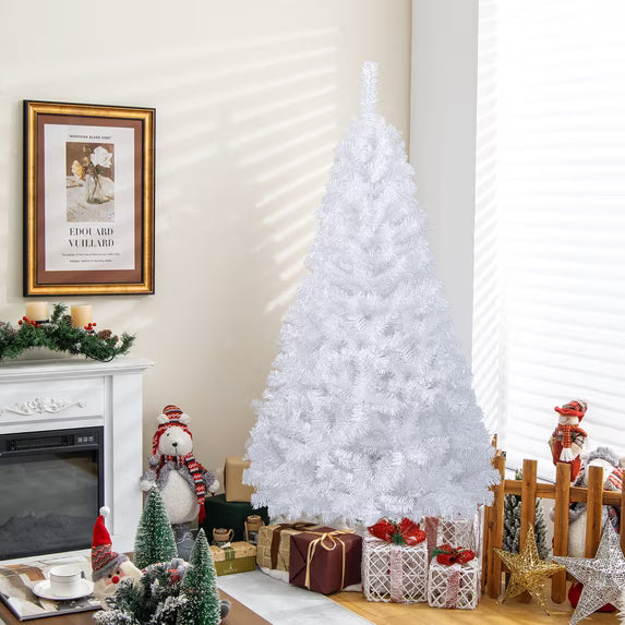 6Ft Artificial PVC Christmas Tree Stand Indoor Outdoor White