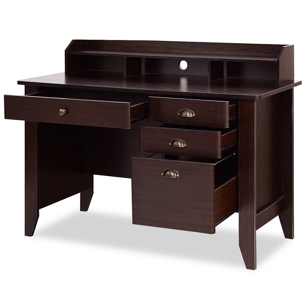 Costway Computer Desk PC Laptop Writing Table Workstation Student Study Furniture Brown Costway