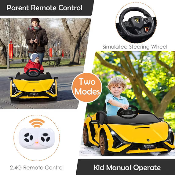 12V Licensed Lamborghini Sian Kids Ride On Car with Parent Remote Control